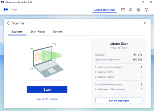 Malwarebytes Scan